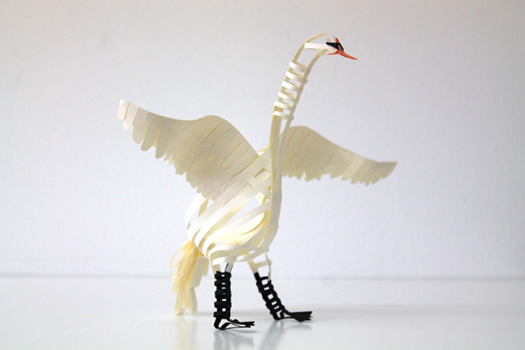Swan paper sculpture by Diana Beltran Herrera