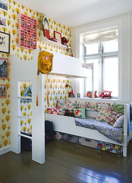 Childrens Bedroom on Bunk Bed And Ferm Living Wallpaper In Danish Children S Bedroom